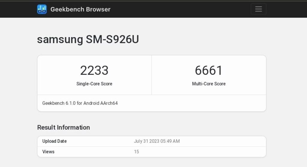 Galaxy S24+ Geekbench CPU score